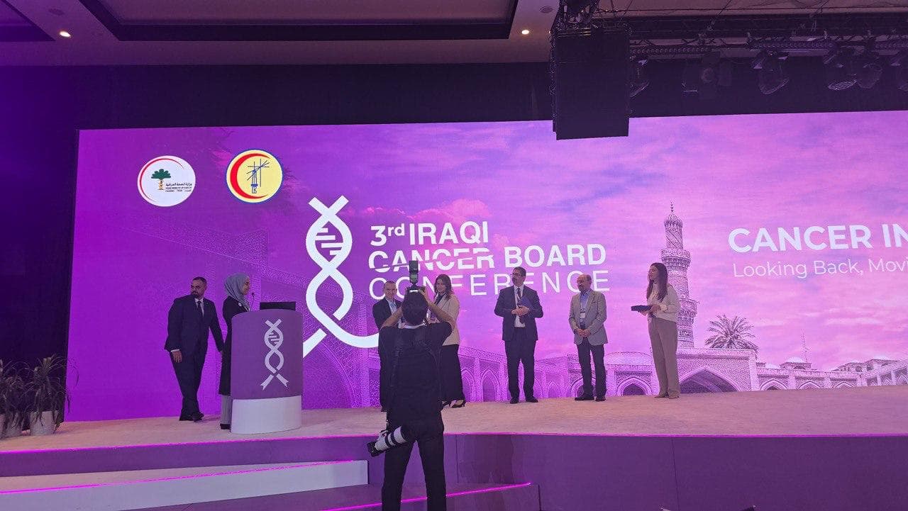 A scientific session for the Iraqi League for Bone and Joint Health at the Iraqi Cancer Board Conference on October 3, 2025.
